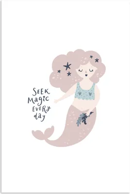 Produktbild von MuchoWow® Poster Meerjungfrau - Magie - Zitate - Mädchen - Baby - Mädchen - Kinder 40x60 cm - Plakate für die Wand - Poster Babyzimmer