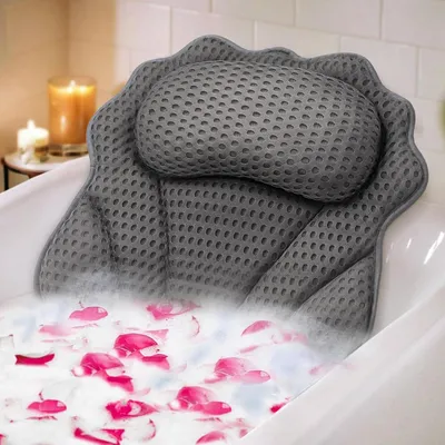 Produktbild von Badewannenkissen s Badekissen 4D Badekissen mit ergonomischer mit 6 Saugkappen,Unterstützung für Kopf, Nacken, Schultern & Rücken, mit Haken