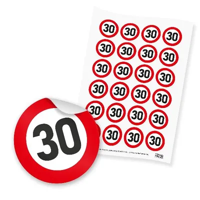 Produktbild von itenga 24x Sticker "30" Verkehrsschild (Motiv 104)