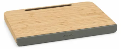 Produktbild von BergHOFF Home Elements Schneidebrett 32 x 20 cm, mit Tablet Smartphone Halter, Saftnut, Polypropylen, spülmaschinenfest, Grau