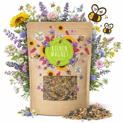 Produktbild von Wildblumensamen Blumenwiesensamen Bienenweide - 100 g - Wildblumenmischung - Bienenfreundlich für Biene und Schmetterling