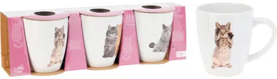 Immagine prodotto di Katzen Becher mit Henkel, 3-tlg., Keramik, Inhalt: 0,22 Liter, Höhe: 91 mm