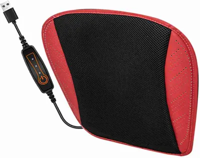 Obrázek produktu pro Odvětrávaná sedací podložka s USB portem, letní prodyšná chladicí podložka pro všechna autosedačky, domácí a kancelářské židle, červená