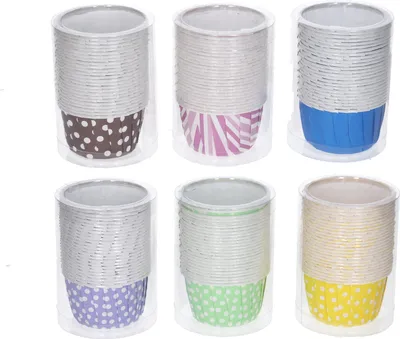 Produktbild von Backförmchen, fest, weiß/farbig (Durchmesser 5 cm, Höhe 4 cm) – 25 Stück