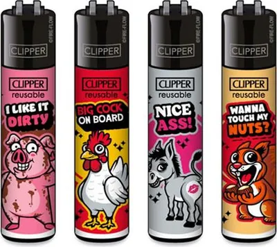 Produktbild von Clipper Reibrad Feuerzeuge Sexy Animals, 4 Stück