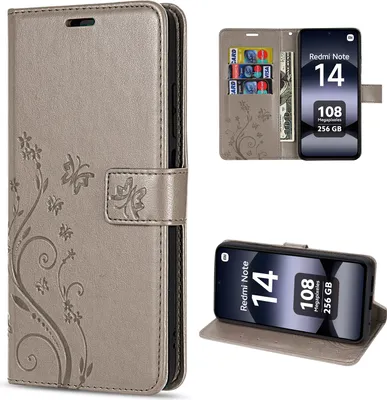 Produktbild von Hülle für Xiaomi Redmi Note 14 4G, Handy Tasche Handyhülle Wallet Case Flip Cover in Grau