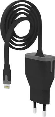 Image de Chargeur de voyage Muvit Apple Lightning MFi 1 m 2,4 A Noir  Noir Taille unique