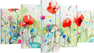 Produktbild von Bild auf Leinwand - Leinwandbild - Blumen Wiese Blatt Natur - 160x85cm - Wand Bild - Wanddeko - Leinwanddruck - Bilder - Kunstdruck - Wanddekoration - Leinwand bilder - Wandkunst - EA160x85-3076