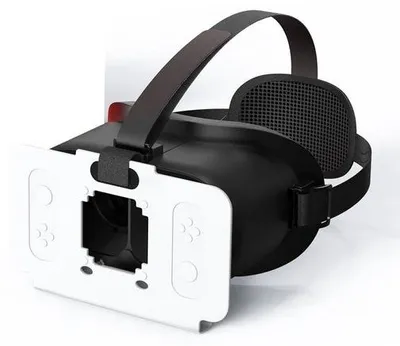 Zdjęcie produktu dla Ergonomiczne gogle VR do konsoli Nintendo Switch 2 z regulowanymi soczewkami HD i wygodnym pałąkiem na głowę, czarno-białe.