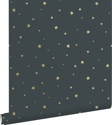 Produktbild von ESTAhome Tapete kleine Sterne Graublau und Gold 53 cm x 10.05 m