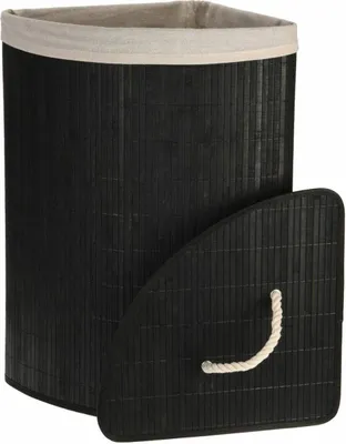 Imagen del producto de Cesta de ropa Excellent Houseware, de bambú, 35x35x60 cm, color negro