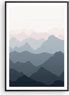 Produktbild von Gerahmtes Poster - Schwarzer Rahmen - Berge Grafiken Buntstift - 70x100 cm - Wand Bild - Wanddeko - Wandbilder - Kunstposter - Wandposter - Bilderrahmen - Bilder - Kunstdruck - P2BPA70x100-4389