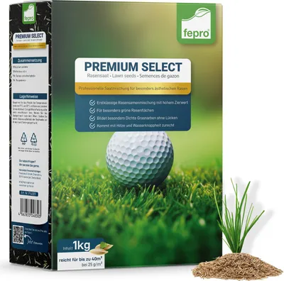 Produktbild von 1kg Premium Rasensamen für Profis 40m², Zierrasen Superrasen, besonders dichtwachsend und tiefgrün, ideal für Neuansaat und Nachsaat, Rasensaat Grassamen