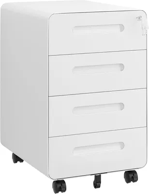 Immagine prodotto di Contenitore mobile, armadietto archivio, angoli arrotondati, 4 cassetti, 40 x 46 x 63 cm, bianco. Codice prodotto: OFC041W01HI