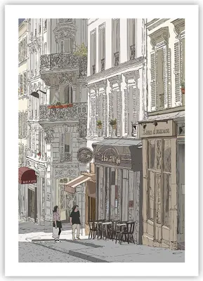 Produktbild von Poster - Poster ohne Rahmen - Architektur Zeichnen Montmartre - 50x70 cm - Wand Bild - Wanddeko - Wandbilder - Kunstposter - Wandposter - Bilder - Kunstdruck - Wandbild - P2XPA50x70-4141
