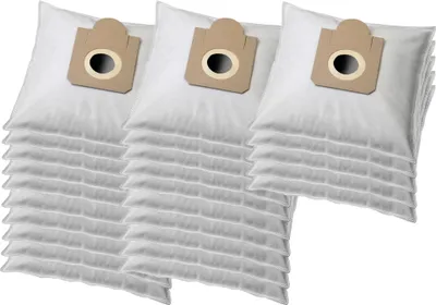 A stack of white vacuum cleaner bags with brown cardboard attachments.