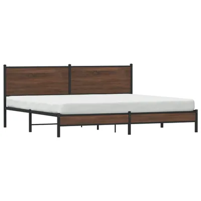 Obrázek produktu pro Maison Exclusive – kovová postel bez matrace, hnědá, vzhled dubového dřeva, 200 × 200 cm
