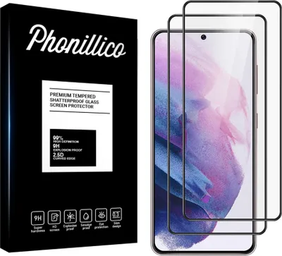 Immagine prodotto di Vetro temperato per Samsung Galaxy S21 [2 pezzi] Pellicola protettiva per lo schermo con bordo nero Pellicola antigraffio resistente al vetro Phonillico