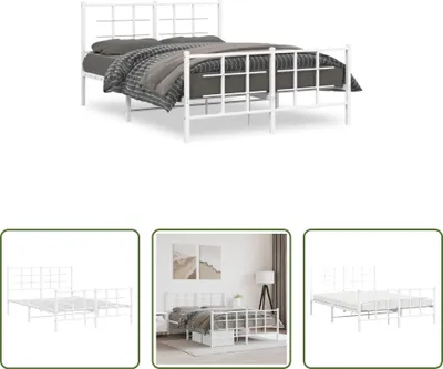 Produktbild von The Living Store Bettgestell mit Kopf- und Fußteil Metall Weiß 140x200 cm