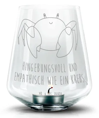Produktbild von Mr. & Mrs. Panda gravur glas Sternzeichen Krebs - Transparent - Geschenk, Krebse, Teelichthalter, Meer, Krabbe, Meerestier, Kerzenhalter, Laterne, Windlicht