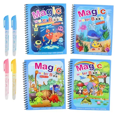 Magisches Wasser-Malbuch-Set, 4 Stück, wiederverwendbar