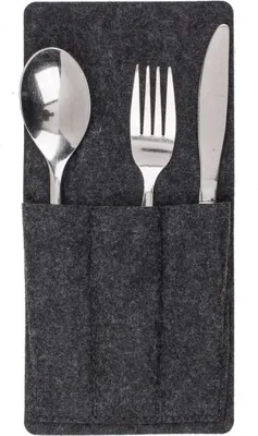 Produktbild von Tischset Bestecktasche in Grau oder anthrazit 24x12 cm aus Filz Platzset, Farbe:anthrazit