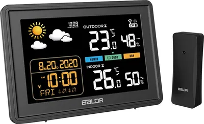 Produktbild von BALDR Wetterstation Funk mit Außensensor, Wetterstation Funkwetterstation