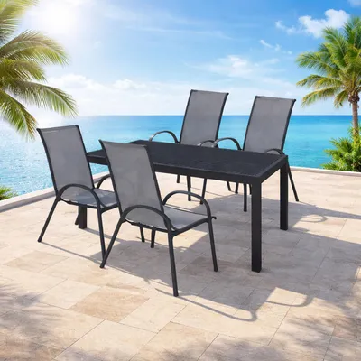 Gartengarnitur Sitzgarnitur 5-teilig L125xB70cm Non-Wood Anthrazit
