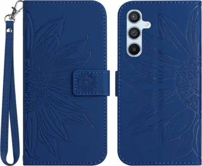 Produktbild von Samsung Galaxy S25 Hülle - Coverup Sonnenblume Klapphülle mit Schlüsselband - Blau