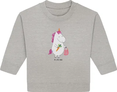 Produktbild von Mr. & Mrs. Panda Organic Baby Pullover Einhorn Gemüse 12. - 18. Monat - Heather Grey - Geschenk, Wochenmarkt, Unicorn, Bullover, Biomarkt, Einhörner