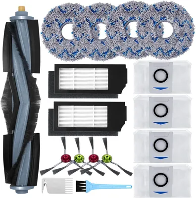 Produktbild von Zubehör für Ecovacs DEEBOT X1 Omni / X1 e Omni, Ersatzteile für Ecovacs Deebot X1 Turbo Staubsauger, 1 Hauptbürste, 2 HEPA-Filter, 4 Wischtücher, 4 Seitenbürsten, 4 Staubbeutel