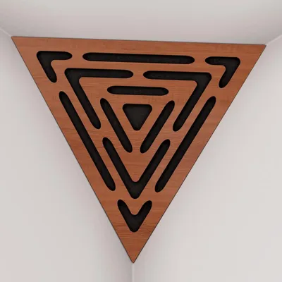 Obrázek produktu pro Balení po 2 kusech – Akustická rohová stropní basová past „Triangle“ | Přední strana trojúhelníku: 42 cm | Třešeň | Triangle-WAVE]