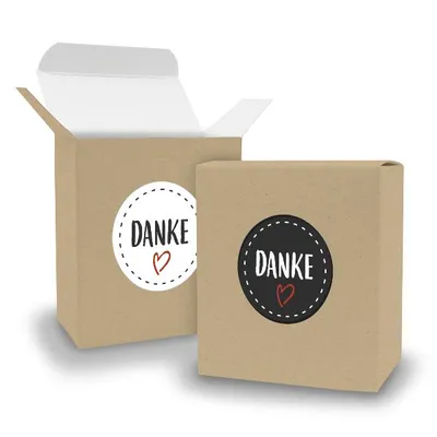 Produktbild von SET DANKE (Motiv22) 24x Faltschachtel Quader BRAUN + Sticker