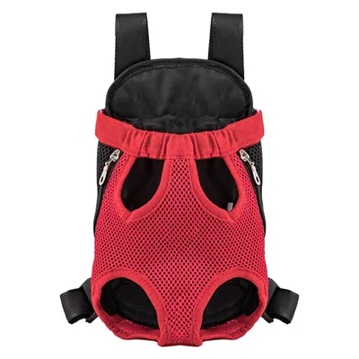 Produktbild von Haustier Rucksack Hund Tragetasche, Verstellbar Beinen heraus Rucksäcke Haustier Tragbar Reisetasche, AtmungsaktivRot