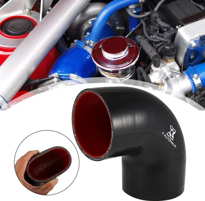 Image de 76mm 2.99" Diamètre Interne 90 Degré Voiture Silicone Tuyau Coupleur Tube Noir Rouge