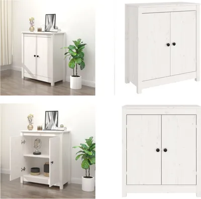 Produktbild von vidaXL Sideboard Weiß 70x35x80 cm Massivholz Kiefer - Sideboard - Sideboards - Schrank - Aufbewahrungsschrank