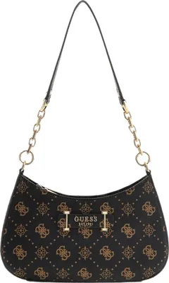 Image de GUESS Sacs Sac à main en similicuir Carrie Logo Top Zip Shoulder Bag espresso logo