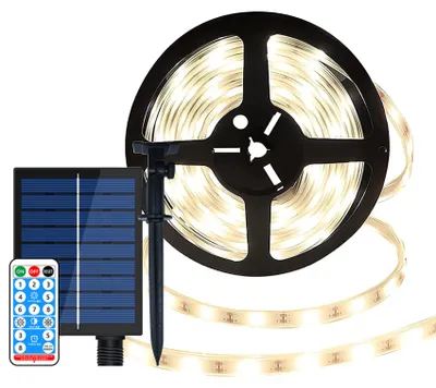 Productafbeelding van Lichtstrip op zonne-energie, 10 m, 240 leds, waterdicht, flexibele ledstrip, sfeerverlichting, tuinverlichting, kerstfeest, 8 modi, met afstandsbedien