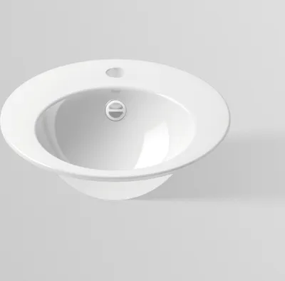 Produktbild von Alape EB.K400H Einbaubecken, kreisförmig, Ø 400 mm, innen und außen glasiert, Weiß, mit Hahnloch und Überlauf / Waschtisch / Waschbecken