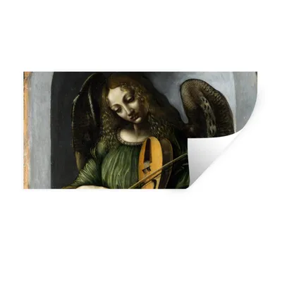 Produktbild von MuchoWow® Wandtattoo Wandsticker Wandaufkleber Ein Engel in Grün mit einer Fahne - Leonardo da Vinci 160x80 cm Selbstklebend und Repositionierbar - Sticker - Dekorfolie