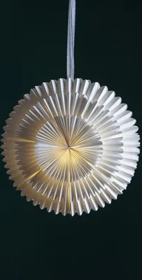 Papierstern - Frost - hängend - D: 50cm - mit Band - zerknittertes Papier - 3 - lagig - weiß