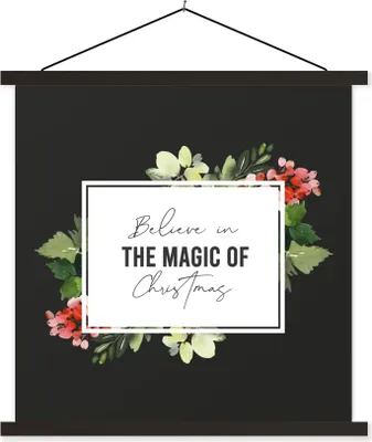 Produktbild von MuchoWow® Textilposter Weihnachten - Zitat - Magie 120x120 cm mit schwarzem Rahmen - Aufhängungsset
