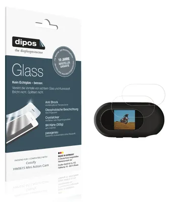 Produktbild von 2x Schutzfolie für Cossify HW0615 Mini Action Cam - Anti-Shock 9H Folie dipos Glass Kunststoffglas