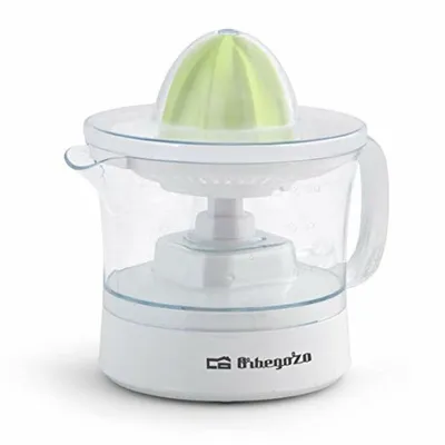 Produktbild von Orbegozo EP 1510, Elektrischer Entsafter, Start-Stopp-Automatik, 25 W, Fassungsvermögen 0,5 L, spülmaschinenfest, 2 abnehmbare Kegel, Farbe white
