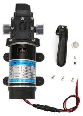 Productafbeelding van Elektrische Waterpomp - 10 L/m - Zelfaanzuigende Membranpomp - Zwart - Voor Hogedrukreinigers - Water- en Ongediertebestrijdingspomp - 12 Volt
