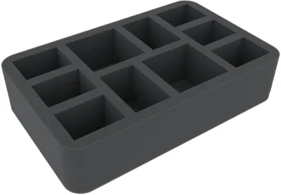 Produktbild von 60 mm Schaumstoffeinlage für 10 Warcry Miniaturen mit Fächern