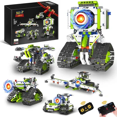 Produktbild von Technik Roboter Kinder fuer Jungen, 5 in 1 Roboter Programmierbares Bauspielzeug mit Ferngesteuert & App£¬Kreatives Geschenk fuer Kinder ab 8+ Jungen Maedchen (Gruen, 337 Stueck)