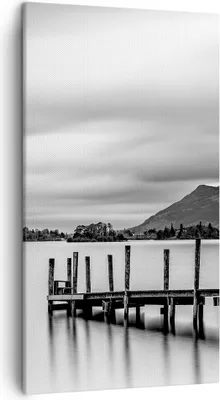 Produktbild von Bild auf Leinwand - Leinwandbild - Einteilig - Schwarzweiß Landschaft See - 45x80cm - Wand Bild - Wanddeko - Wandbilder - Leinwanddruck - Bilder - Wanddekoration - Leinwand bilder - PA45x80-4321