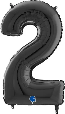 Zdjęcie produktu dla Balon Foliowy Cyfra 2 Czarny, 66 cm Grabo