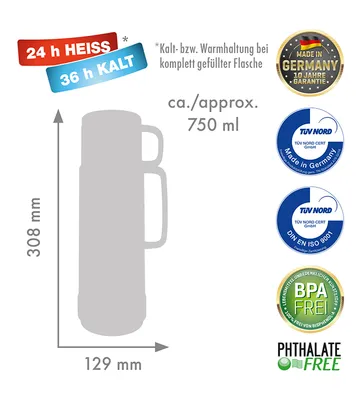 Produktbild von Rotpunkt Glass thermos capacity 0.750 l shiny grape bishop's purple